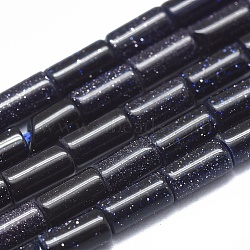 Synthetic Blue Goldstone Beads Strands, Column, 3.5~4x2mm, Hole: 0.7mm, hole: 0.7mm, about 100pcs/strand, 15.35 inch(39cm)(G-A177-02-06)