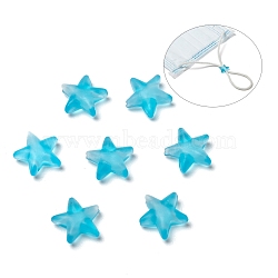 Star PVC Plastic Cord Lock for Mouth Cover, Anti Slip Cord Buckles, Rope Adjuster, Deep Sky Blue, 10.5x10.5x4mm, Hole: 2.5x4mm(X-KY-D013-02E)