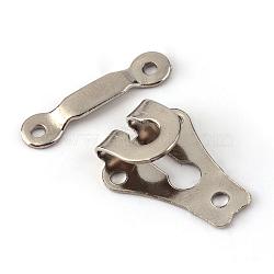 Iron Trouser Fasteners, Hooks & Bars, Platinum, Bar: 19.5x4.5x1.5mm, Hole: 2mm, Hook: 20x14x4.5, Hole: 1.8mm, about 80sets/box(FIND-R032-01P)