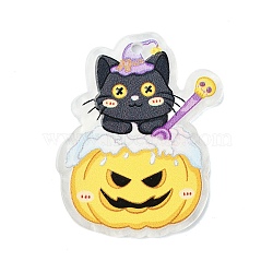 Halloween Style Printed Acrylic Pendants, Pumpkin, 40x32x2mm, Hole: 2mm(OACR-M007-02B)