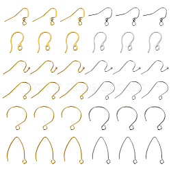 96Pcs 12 Style 304 Stainless Steel Earring Hooks, Circle Ball End & Shepherd's Hook & Marquise Ear Wire, with Horizontal Loops, Golden & Stainless Steel Color, 11~27.5x11.5~22x0.8~1mm, Hole: 1.8~3.5mm, Pin: 0.7~0.8mm, 8Pcs/style(STAS-PJ0001-45)