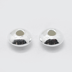 925 Sterling Silver Corrugated Spacer Beads, Saucer Beads, Silver, 5x2.5mm, Hole: 1mm, about 39~41pcs/5g(STER-K171-43S)