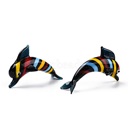 Handmade Lampwork Display Decorations, for Home Decorations, Dolphin, Black, 64~66x30~32.5x40~41mm(X-LAMP-T011-54)