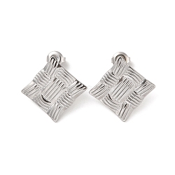 Non-Tarnish 304 Stainless Steel Stud Earrings for Women, Rhombus, 24x24mm(EJEW-L272-027P-01)