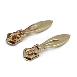 #5 Alloy Zipper Puller, for Garment Bag Accessories, Leaf, Light Gold, 5x0.9cm(PW-WG75343-06)