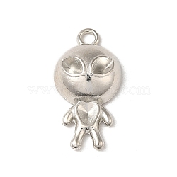 Alloy Alien Pendants,  Rhinestone Settings, Cadmium Free & Lead Free, Platinum, 29x15x6.5mm, Hole: 2.5mm, Fit for 4.5x4.5mm and 5.5x3mm Rhinestone(FIND-A038-13P)