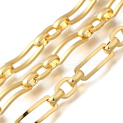 Rectangle Brass Link Chains, Long-Lasting, Lead Free & Cadmium Free, Unwelded, with Spool, Real 18K Gold Plated, 18x6.5x1.5mm(CHC-Q020-03G)