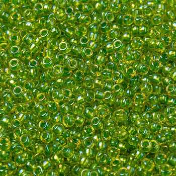 MIYUKI Round Rocailles Beads, Japanese Seed Beads, (RR3739) Fancy Lined Celery, 8/0, 3mm, Hole: 1mm, about 422~455pcs/bottle, 10g/bottle