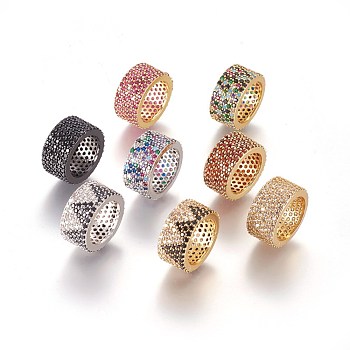 Brass Micro Pave Cubic Zirconia Pendants, Column, Mixed Color, 18x9mm, Hole: 13.5mm