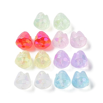 UV Plating Rainbow Iridescent Transparent Acrylic Beads, Faceted, Tulip Flower, Mixed Color, 15x14~14.5mm, Hole: 2.5mm