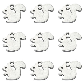 304 Stainless Steel Charms, Stainless Steel Color, Squirrel Pattern, 8x9x1mm, Hole: 1mm