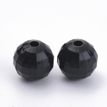 Opaque Acrylic Beads, Earth Bead, Black, 9.5~10mm, Hole: 1.5mm, about 900pcs/500g