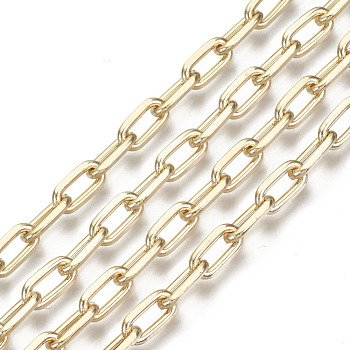 Unwelded Iron Paperclip Chains, Drawn Elongated Cable Chains, with Spool, Light Gold, 9.2x4.5x1.3mm, about 32.8 Feet(10m)/roll