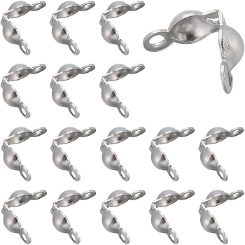 300Pcs 304 Stainless Steel Bead Tips, Calotte Ends, Clamshell Knot Cover, Stainless Steel Color, 8x4mm, Hole: 1.2~1.5mm
