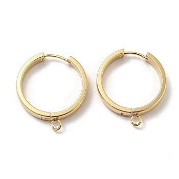 201 Stainless Steel Huggie Hoop Earrings Findings, with Vertical Loop, with 316 Surgical Stainless Steel Earring Pins, Ring, Real 24K Gold Plated, 24x4mm, Hole: 2.7mm, Pin: 1mm