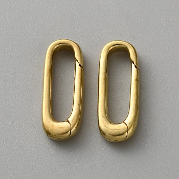 Brass Spring Gate Rings, Oval, Raw(Unplated), Golden, 18x7x3mm