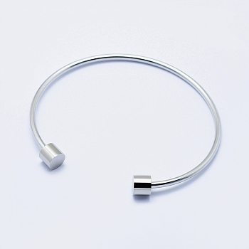 Eco-Friendly 316 Surgical Stainless Steel Cuff Bangle Making, with Removable Column Beads, Long-Lasting Plated, Stainless Steel Color, 2-1/2 inch(63mm)