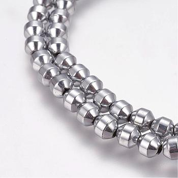 Grade AA Magnetic Synthetic Hematite Bead Strands, Bicone, Silver Plated, 4.5x4.5mm, Hole: 1mm, about 90pcs/strand, 15.7 inch(40cm)