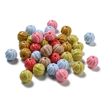 Baking Painted Opaque Acrylic Beads, Pumpkin, Mixed Color, 14.5x16x16mm, Hole: 2.6mm