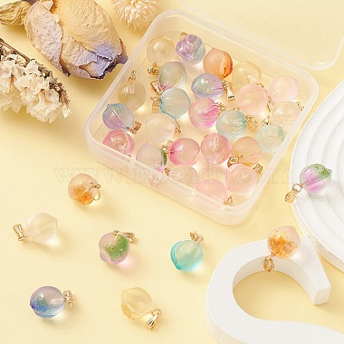 32Pcs 8 Style Transparent Spray Painted Glass Pendants(GLAA-YW0001-58)-6