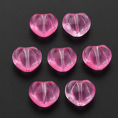 Hot Pink Heart Glass Beads