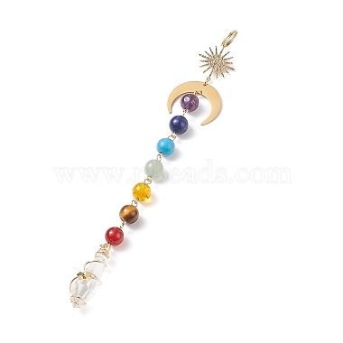 7 Chakra Gemstone Beaded Pendant Decorations(HJEW-JM00797)-2