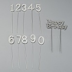Alloy Rhinestone Cake Toppers, Cake Inserted Cards, Number 0~9 & Word Happy Brithday, Platinum, 156~164x16~92.5x4.5~5mm, 11pcs/set(DIY-WH0366-88A)