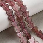 Natural Strawberry Quartz Beads Strands, Heart, 8x8x2.5mm, Hole: 0.6mm, about 50pcs/strand, 14.88''~15.12''(37.8~38.4cm)(G-M403-A48-03)