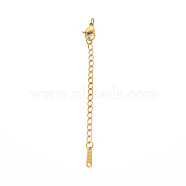 304 Stainless Steel Chain Extender, Cadmium Free & Nickel Free & Lead Free, with Clasps and Tiny Teardrop Charm, Golden, 50mm, Hole: 2.5mm(STAS-N088-43G)