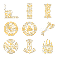 Nickel Decoration Stickers, Metal Resin Filler, Epoxy Resin & UV Resin Craft Filling Material, Golden, Mixed Shapes, 40x40mm, 9pcs/set(DIY-WH0450-174)