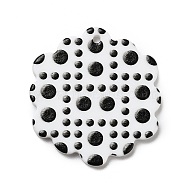 Polka Dot Pattern Opaque Acrylic Pendants, for DIY Earring Accessories, Hexagon, Black, 31.5x29.5x2mm, Hole: 1.5mm(SACR-P014-16A)