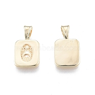 Brass Pendants, Rectangle with Star & Moon, Real 18K Gold Plated, 17.8x9.9x3.9mm, Hole: 2.5x3.9mm(KK-G432-15G)