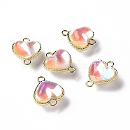 Transparent Acrylic Connector Charms, with Light Gold Tone Alloy Findings, Heart Links, Clear AB, 28x23x14mm, Hole: 3.5mm(OACR-E009-12LG)
