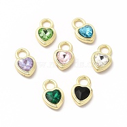 Rack Plating Alloy with Glass Pendants, Light Gold, Heart Charms, Cadmium Free & Nickel Free & Lead Free, Mixed Color, 18.5x12x5.5mm, Hole: 4.5mm(FIND-G051-06LG)