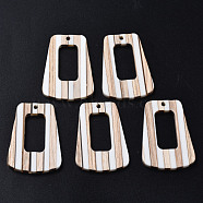 Resin & Wood Pendants, Trapezoid, White, 38x27x3mm, Hole: 2mm(RESI-N025-013A-B01)