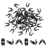50Pcs Ion Plating(IP) 304 Stainless Steel Bead Tips, Calotte Ends, Clamshell Knot Covers, Electrophoresis Black, 5x2.5mm, Hole: 1mm(STAS-UN0038-02)