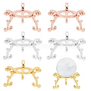 6pcs 3 Colors Crystal Ball Display Stand Alloy Metal Base, for Home Decoration, Mixed Color, 6.4x6.9x4.1cm, Inner Diameter: 2.6cm, 2pc/color(ODIS-GA0001-38)