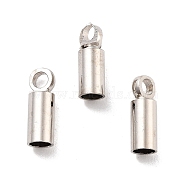 Rack Plating Brass Cord Ends, Cadmium Free & Lead Free, Column, Platinum, 0.9x0.3x0.16cm(KK-P274-01B-P)