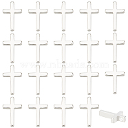 20Pcs Brass Tiny Cross Charms, Long-Lasting Plated, 925 Sterling Silver Plated, 13x8.5x2mm, Hole: 0.5mm(KK-BC0012-57)
