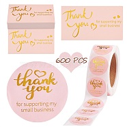 1 Roll Word Thank You Self Adhesive Paper Stickers, with 2 Bag Thank You Theme Card, Word, 2.5cm(DIY-SZ0007-82A)