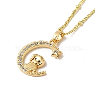Brass Micro Pave Clear Cubic Zirconia Pendants Necklaces, The 12 Animals of the Chinese Zodiac, Real 18K Gold Plated, Dog, 17.28 inch(43.9cm)(NJEW-K269-05G-12)