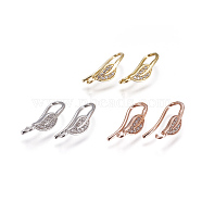 Brass Micro Pave Cubic Zirconia Earring Hooks, with Horizontal Loop, Mixed Color, 17x5mm, Hole: 1.4mm, 18 Gauge, Pin: 1mm(KK-L177-387)