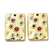 Ion Plating(IP) 304 Stainless Steel Pendants, with Colorful Rhinestone, Rectangle Charm, Real 18K Gold Plated, 22.5x16x3mm, Hole: 1.2mm(STAS-Q254-24G)