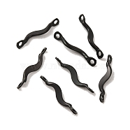 304 Stainless Steel Links Connector Charms, Twisted Bar, Electrophoresis Black, 15x2x3mm, Hole: 1.2mm(STAS-Q323-08EB)