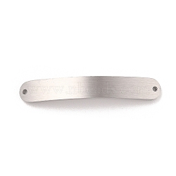 304 Stainless Steel Brushed Curved Rectangle Connector Charms, Stainless Steel Color, 6.5x39.5x1.5mm, Hole: 1.4mm(STAS-R222-03P)
