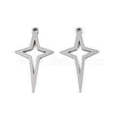 304 Stainless Steel Pendants, Star, Stainless Steel Color, 21.5x11.5x1mm, Hole: 1mm(X-STAS-N095-099)