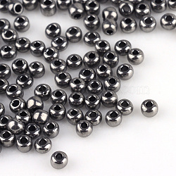 8/0 Grade A Round Glass Seed Beads, Metallic Colours, Dark Gray, 8/0, 3x2mm, Hole: 1mm, about 10000pcs/bag(SEED-Q008-3mm-F576)