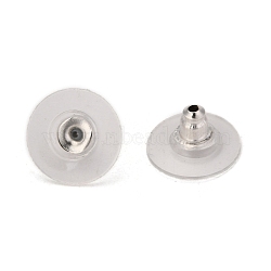 Brass Ear Nuts, Bullet Clutch Earring Backs with Pad, for Stablizing Heavy Post Earrings, Flat Round, Silver, 11x6mm, Hole: 1mm(KK-C3213-S)