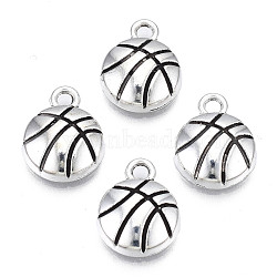 Tibetan Style Alloy Charms, Lead Free & Cadmium Free, Flat Round, Antique Silver, 13.5x10.5x3mm, Hole: 1.8mm, about 640pcs/500g(TIBE-N010-59)