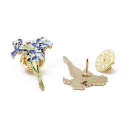 Creative Zinc Alloy Brooches, Enamel Lapel Pin, with Iron Butterfly Clutches or Rubber Clutches, Flower, Golden, Medium Orchid, 30x20mm, Pin: 1mm(JEWB-R015-046)